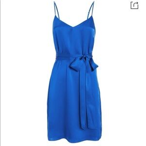 NEW Revolve L’agence CAMIL 100% sleeveless slip Silk Cobalt blue mini dress XS